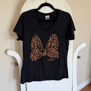 Disney Black Top with Leopard Print Bow